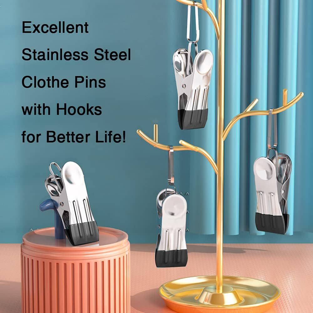 30PCS Small Clothes Pin with Hook for Easy Hanging | Rust-Free, Easy Holding,...