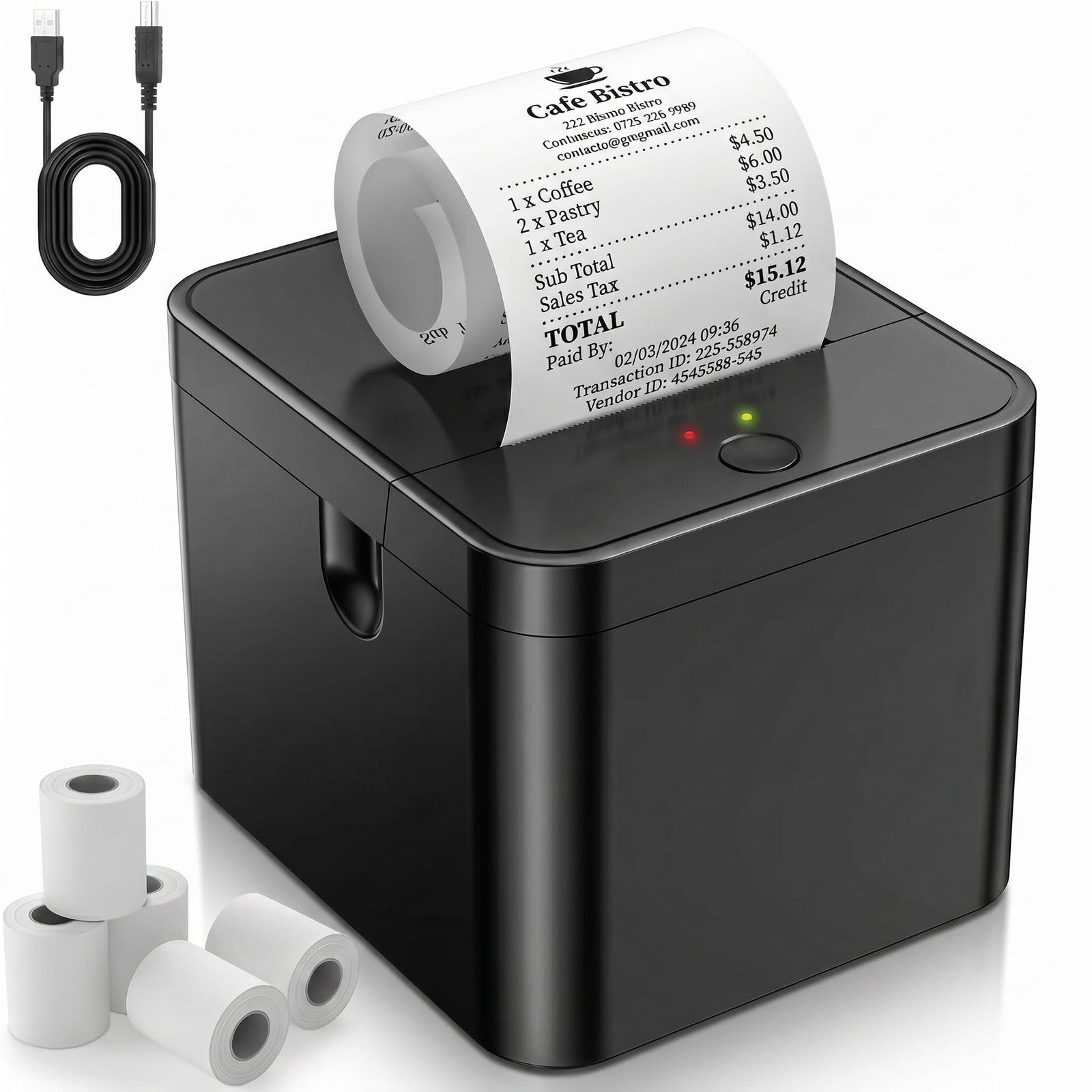 58mm Thermal Receipt Printer USB POS for Epson 5 Rolls Paper