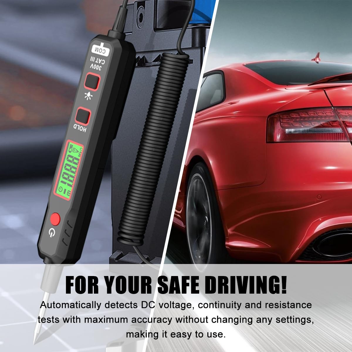 Automotive DC Test Light 0.8V-100V Buzzer Circuit Tester Sharp Probe Auto