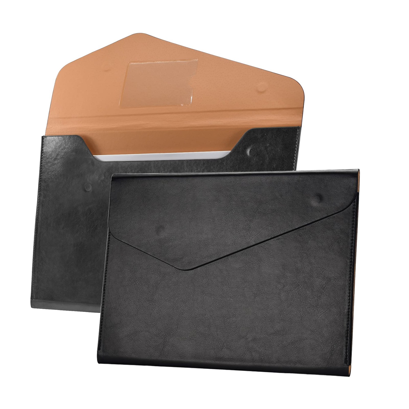 VANRA 1 Piece File Folders PU Leather Expanding Document 13"L x 9.8"W, Black
