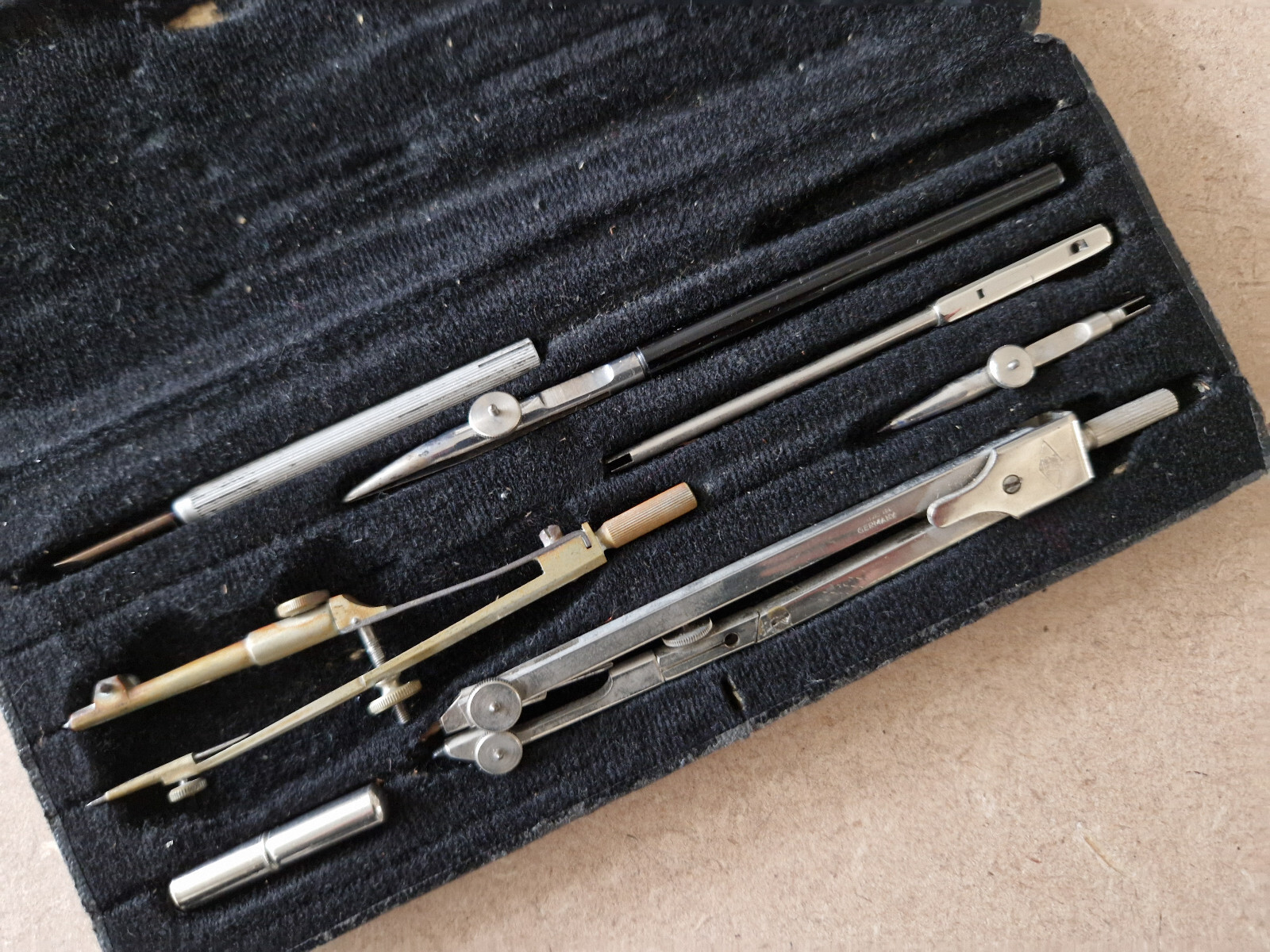 Vintage Architectural Technical Draughtsman Drawing Instrument Set in Case