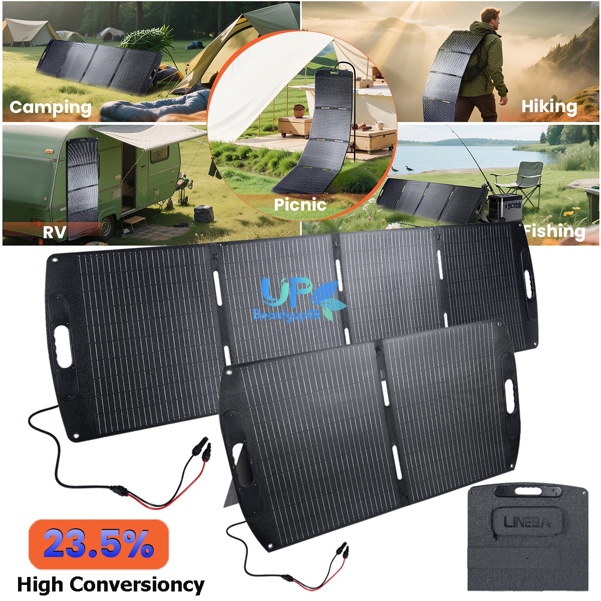 100W 200W ETFE Solar Panel Portable Foldable w/ USB DC for Outdoor RV Camping