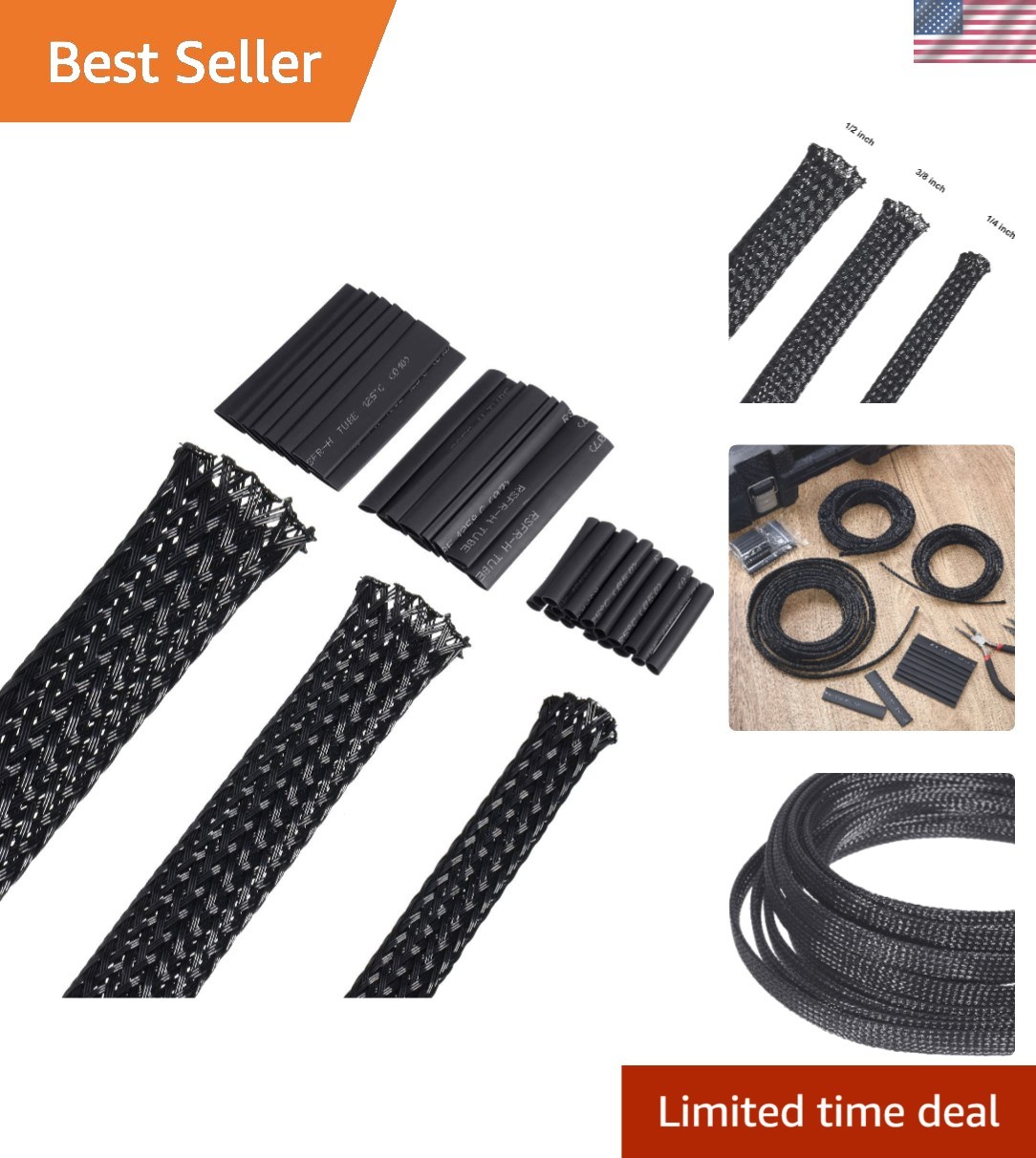 50ft PET Expandable Braided Cable Sleeve