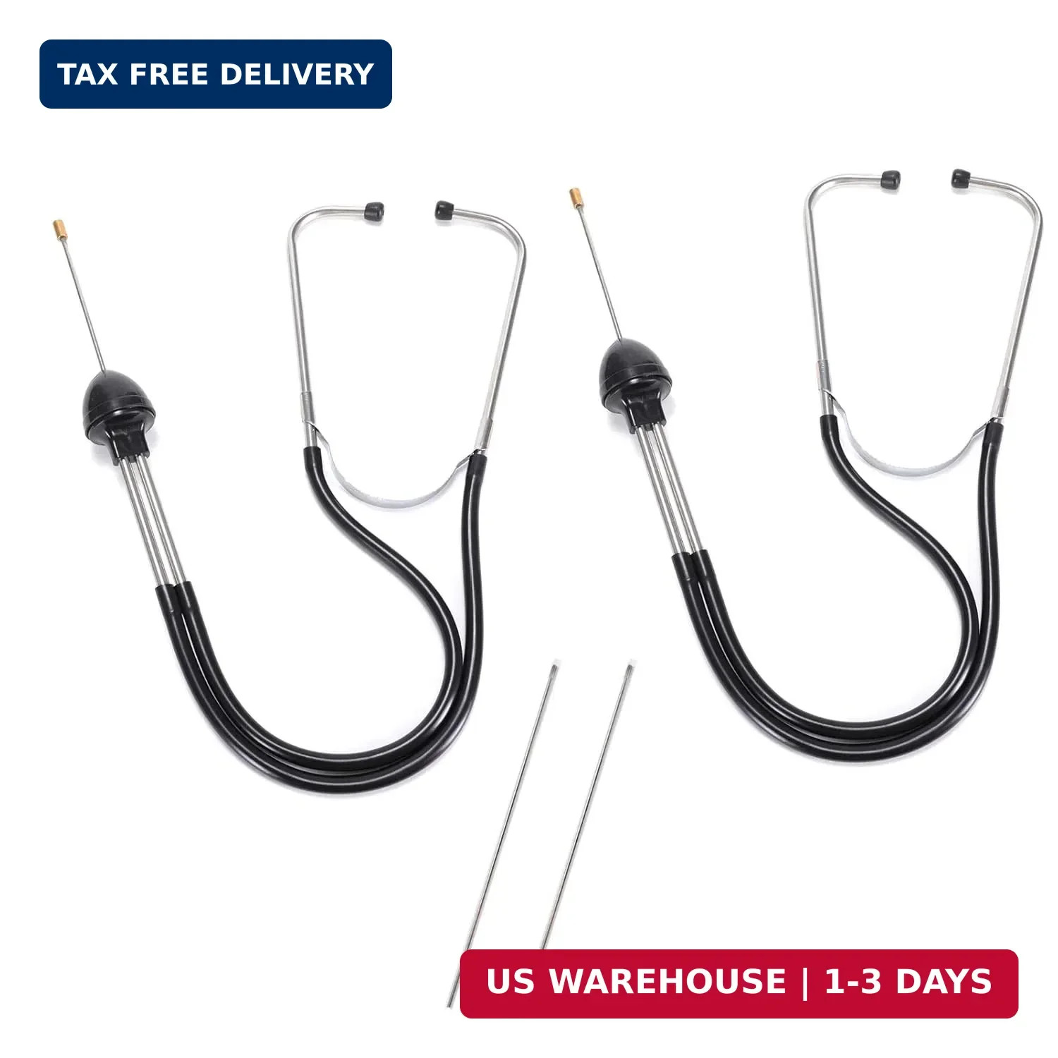 Lamoutor 2Pcs Automotive Mechanic Stethoscope Engine Stethoscope Tool for Cars,