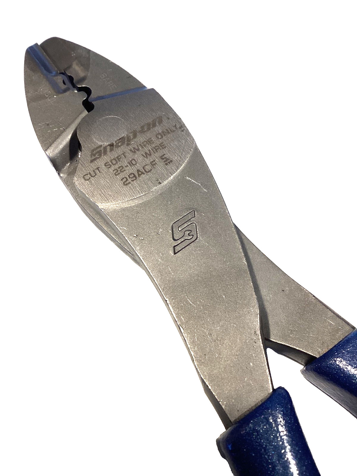 Snap On Tools Power Blue Soft Grip 9” Terminal Crimping Tool Pliers 29ACF NICE