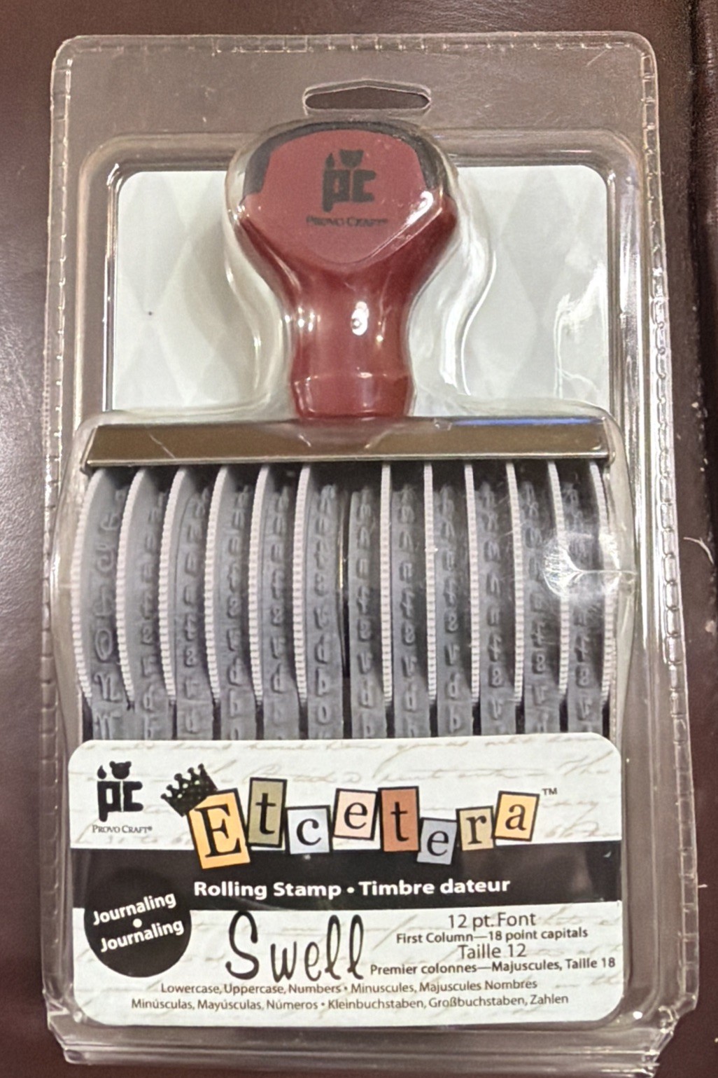 Provo Craft Rolling Stamp Etcetera Swell 18 pt Font Journaling Lowercase Upper #