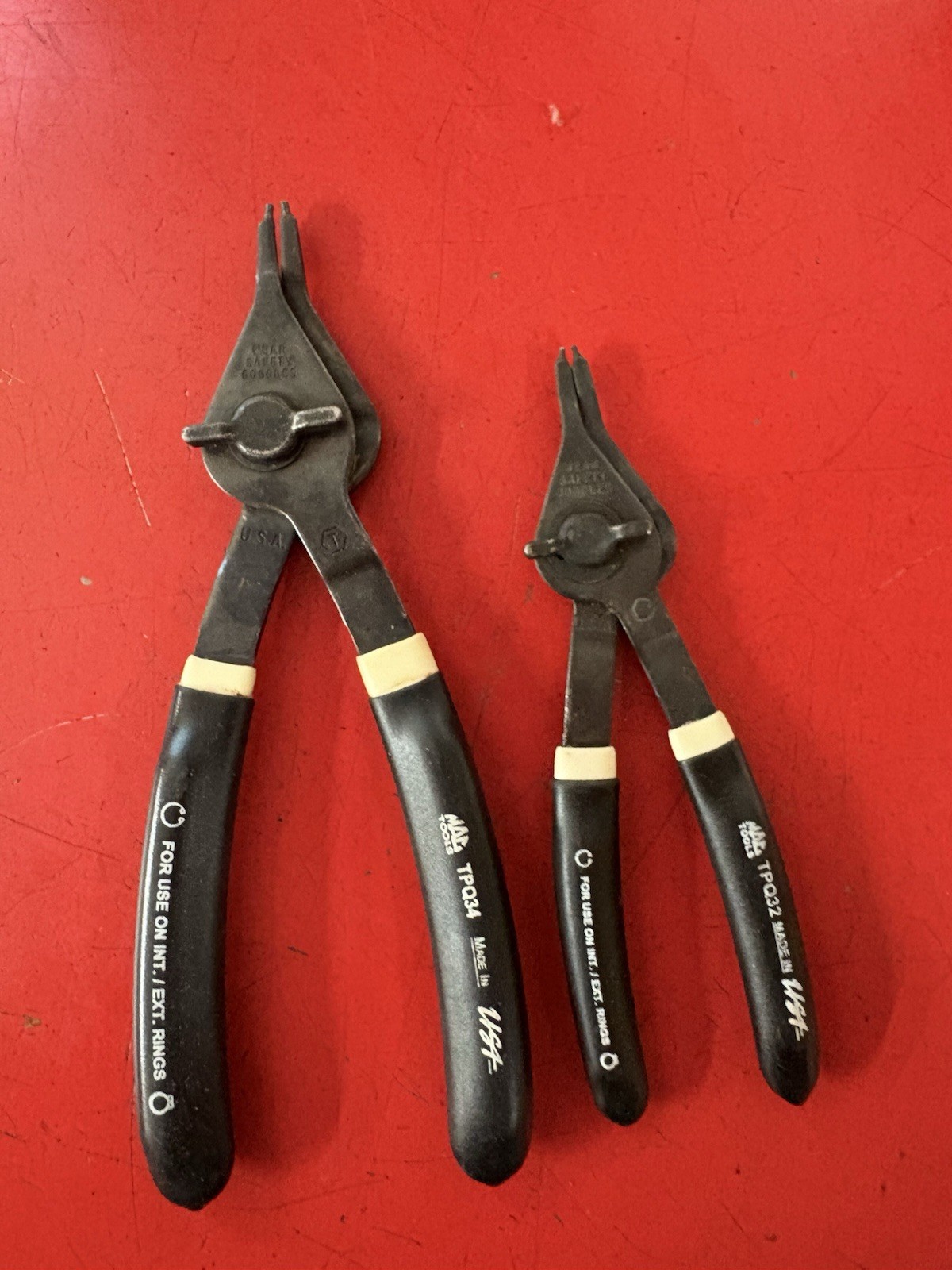 Mac Tools 2-pc Straight Retaining Ring Pliers USA TPQ34, TPQ32