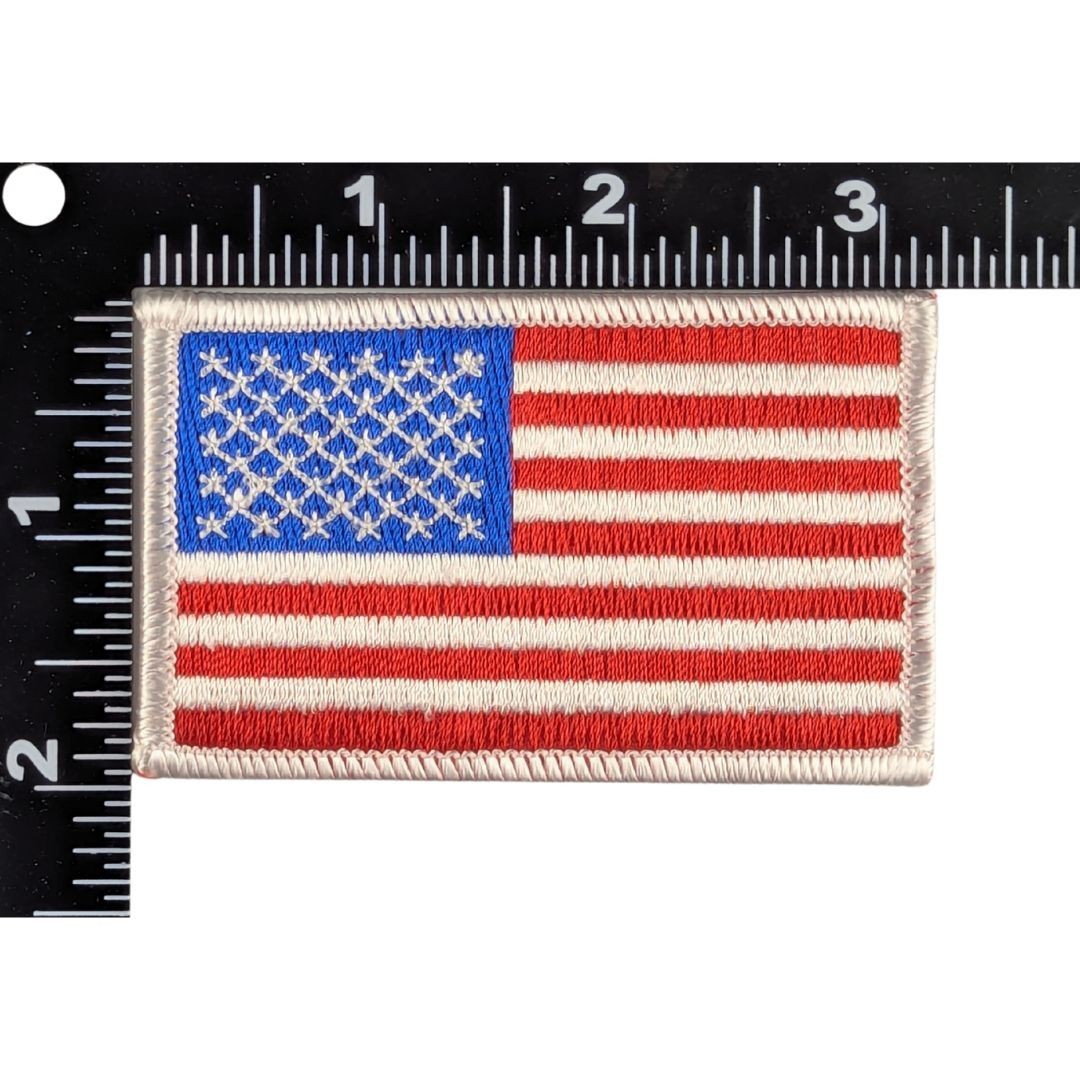 American Flag Patch - Full Color Sew-On Patch - White Border