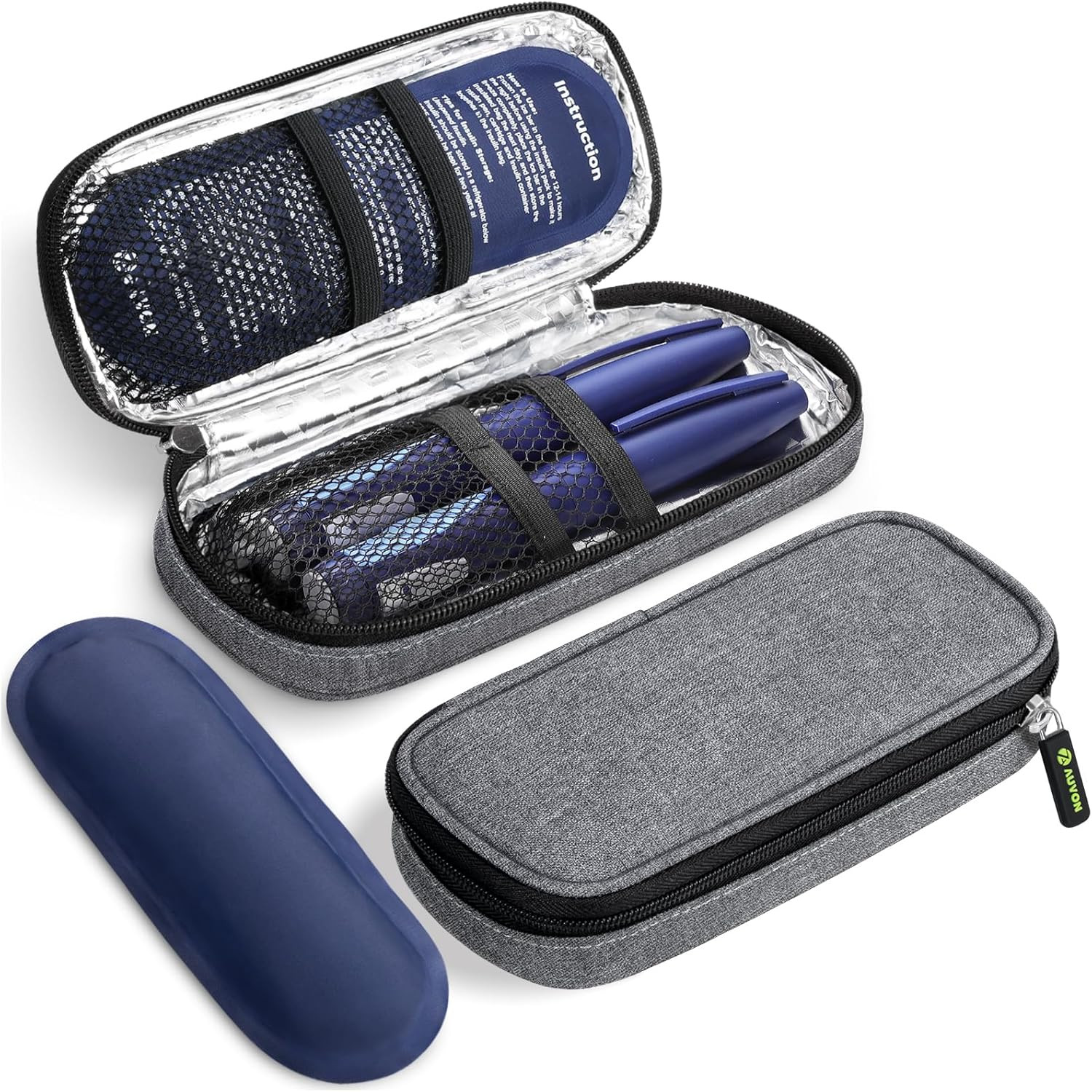 AUVON Insulin Pen Cooler Travel Case with 2 * 90G TSA Approved Ice Packs, Diabet