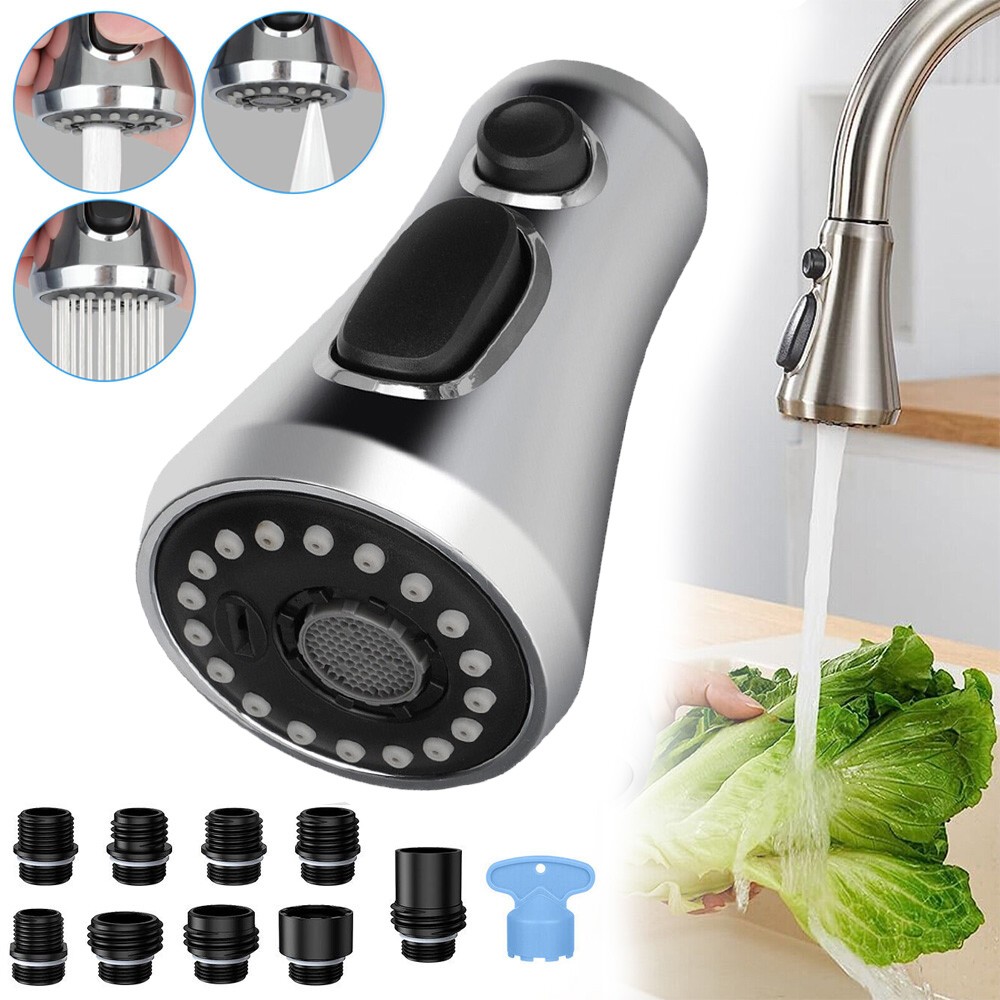 (Chrome Silver) Spray Head Pull Down Kitchen Faucet Replacement Part For Moen