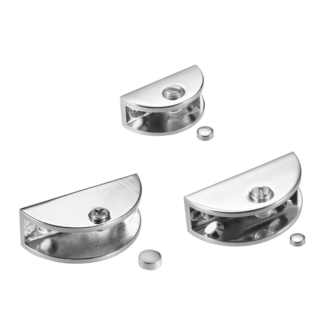 Glass Shelf Brackets - Adjustable Zinc Alloy Glass Clamp Holder Half Round