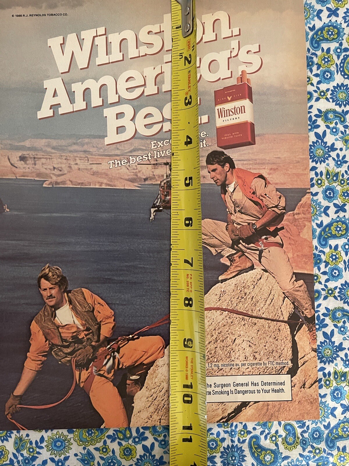 Vintage 1985 Winston Cigarettes Print Ad Rock Climbers Helicopter