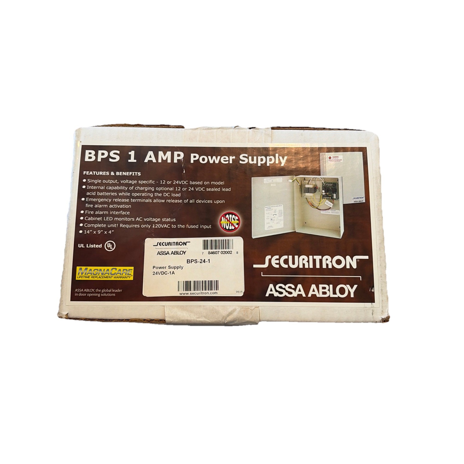NIB Securitron BPS-24-1 Power Supply, 24VDC 1A, w/ Enclosure, Regulated,Filtered