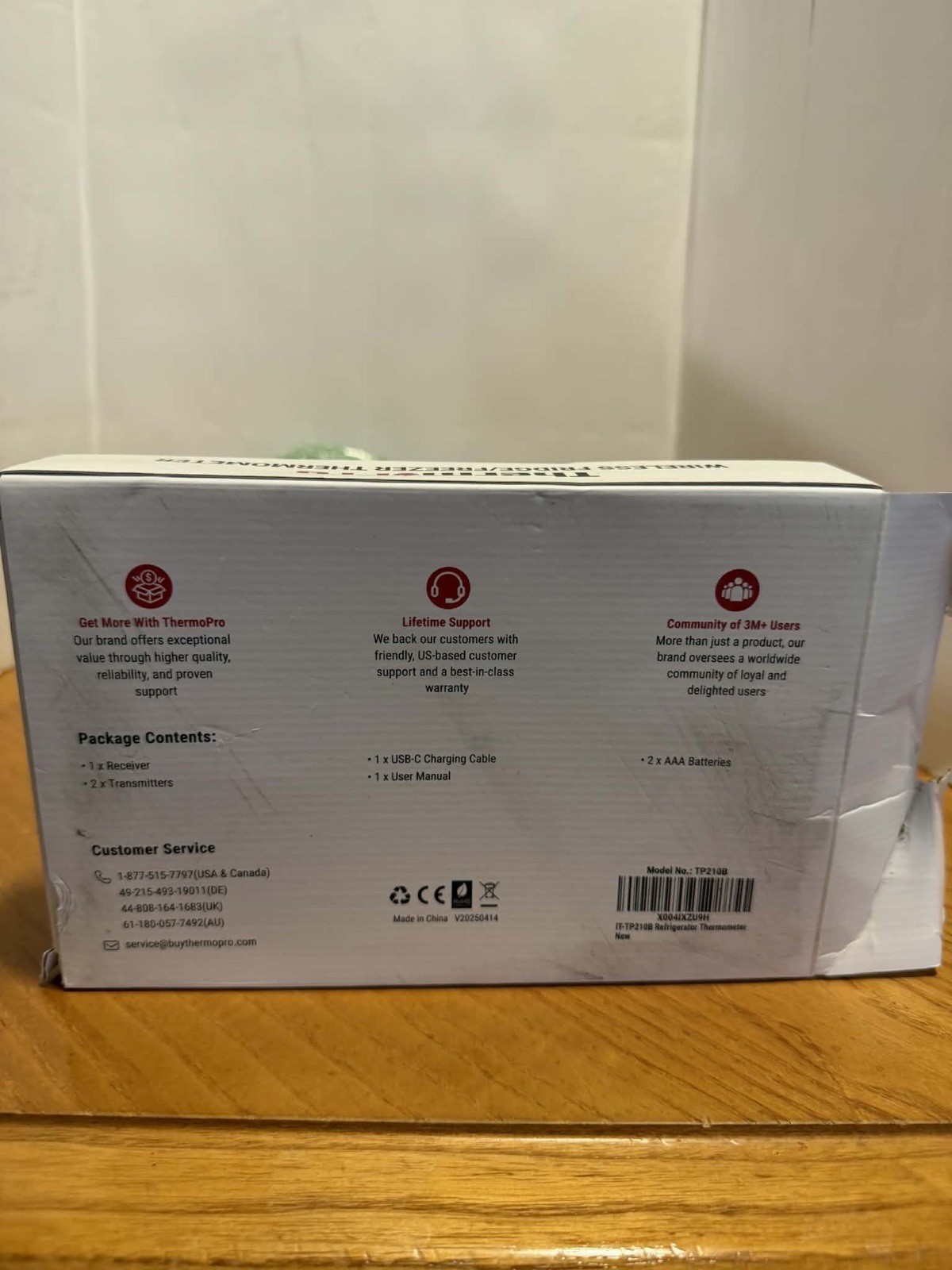 ThermoPro Wireless Freezer Fridge Thermometer TP210-B (damaged box)