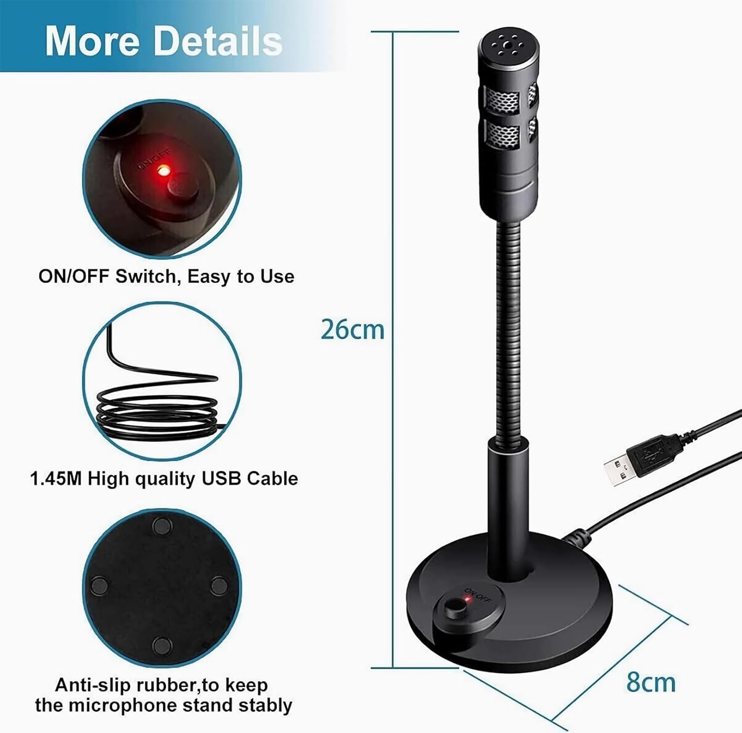 USB Computer Microphone,Plug and Play Desktop PC Laptop Microphone with Mute ...