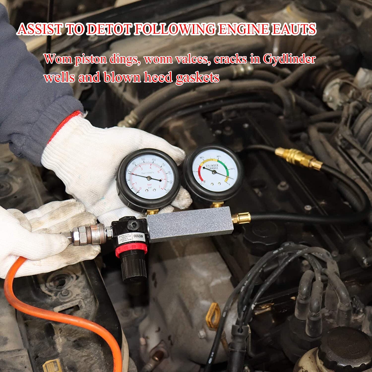 Engine Compression Diagnosis Tester Cylinder Leak Down Gauges Detector Leakage