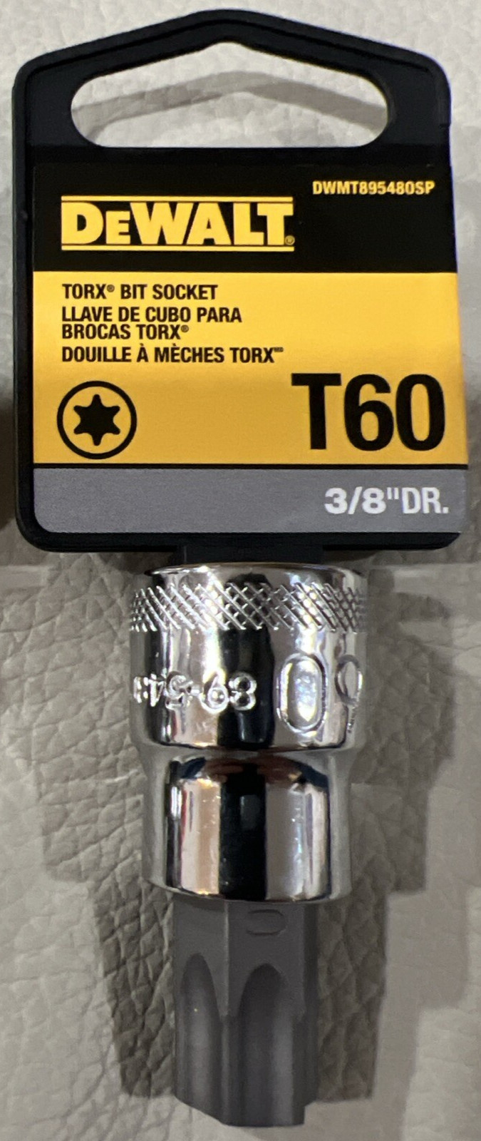 New DeWalt T60 Torx Socket with 3/8 Drive Chrome