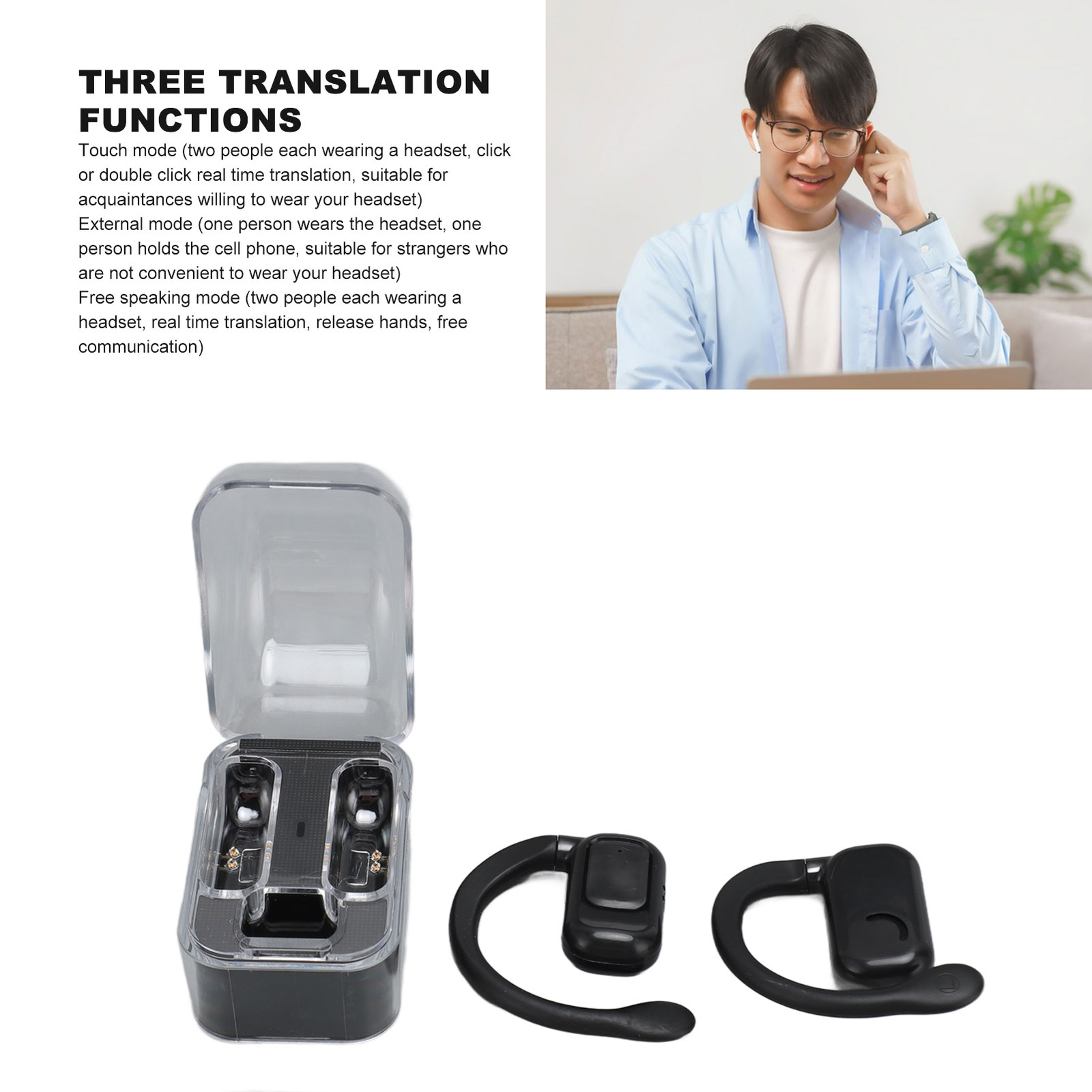 Translator Earbuds 144 Languages Wireless Language Translator Earhooks Earbuds