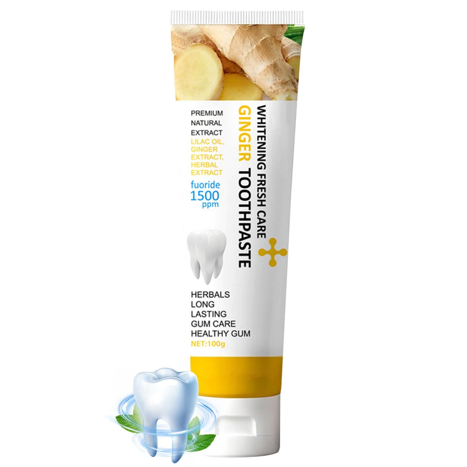 Ginger Whiten Toothpaste 100g For Stain Removal & Gum Care & Oral Hygiene