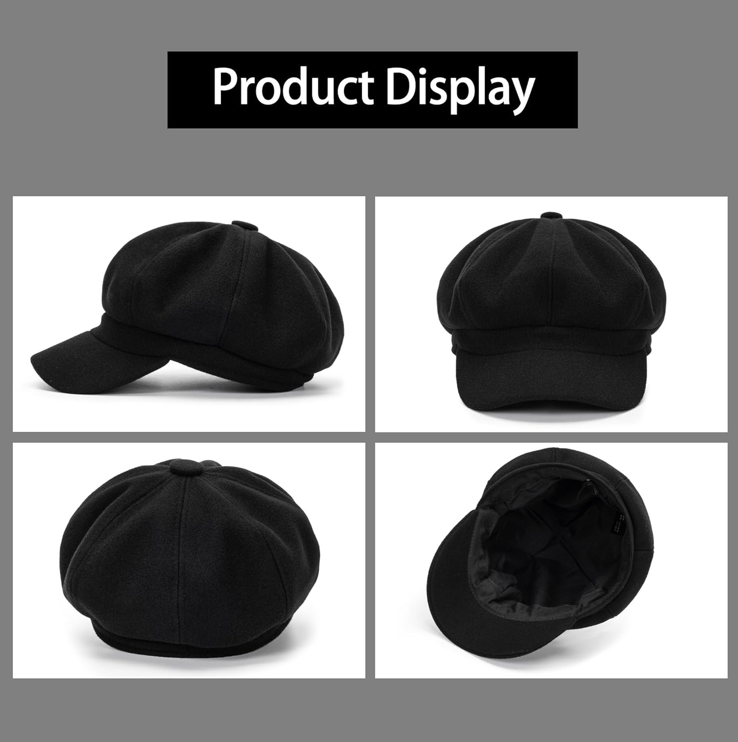 Women'S Octagonal Newsboy Cap - Vintage 8 Panels Paperboy Visor Gatsby Cabbie Ha