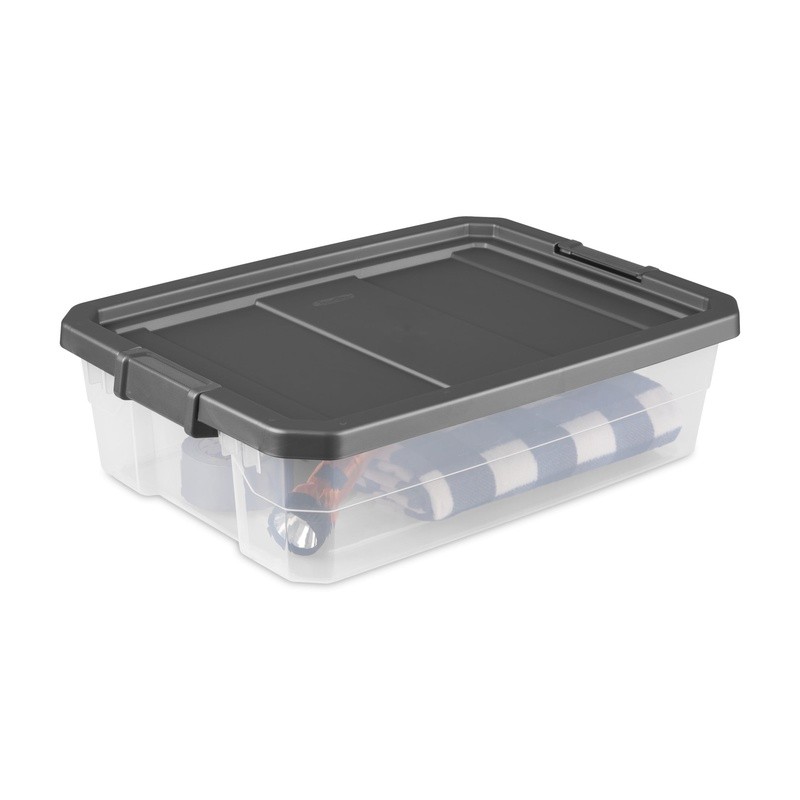 Durable Stackable Storage Bin W/ Secure Lid Closet Garage Basement Organization