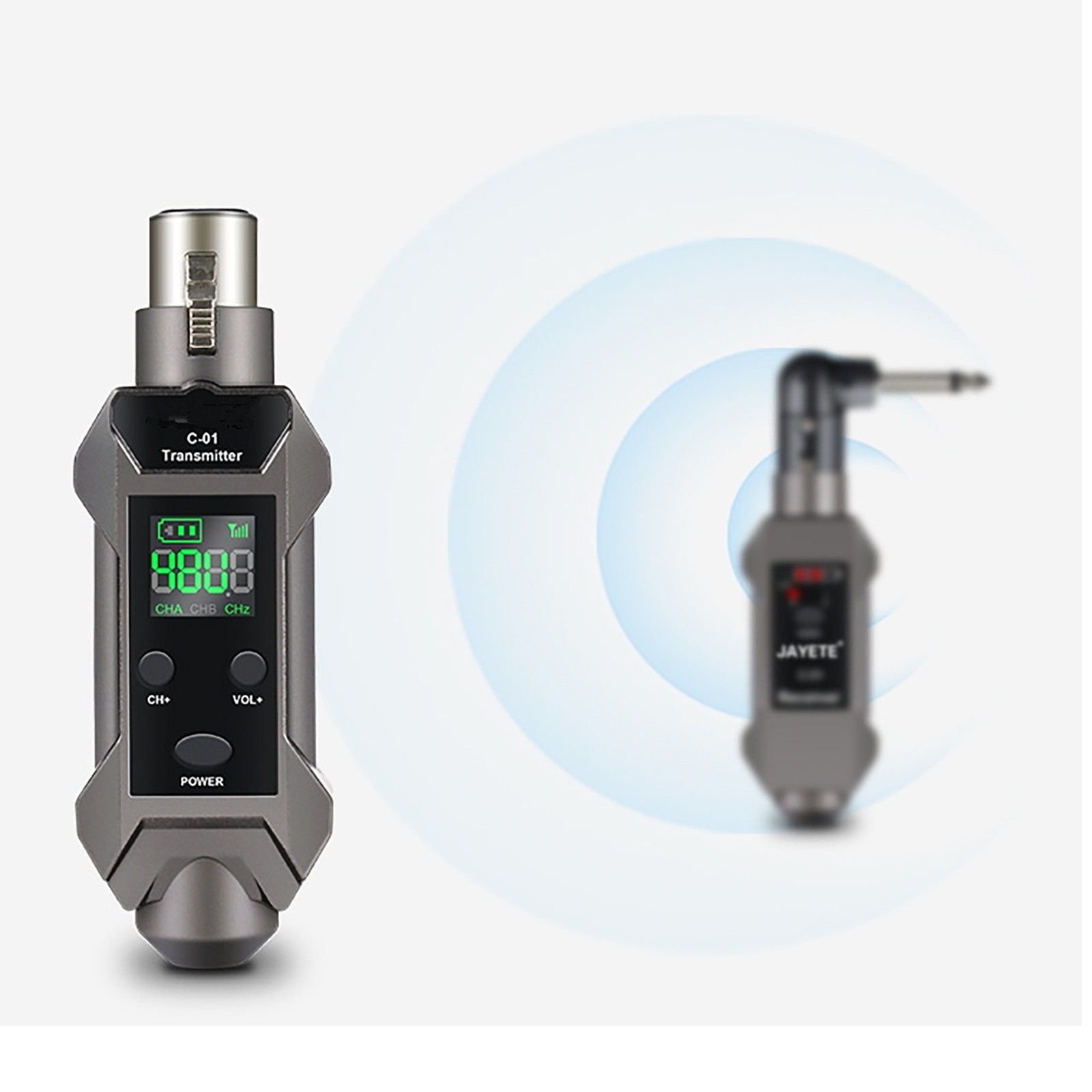 Plug-on Microphone Wireless System XLR Transmitter+ Receiver + 6.35mm Adapter b