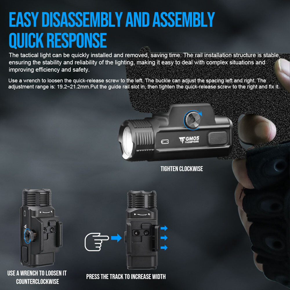 TrustFire 1050LM Rechargeable Tactical Weapon LED Flashlight LED Pistol Light