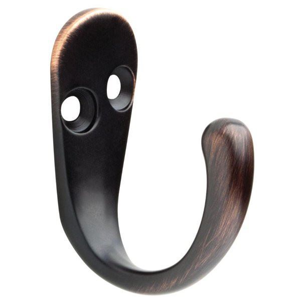 (2 Pack) Single Prong Robe Hook Bronze with Copper Highlights