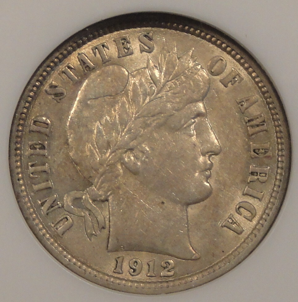 1912 Barber Dime 10c NGC Certified AU58
