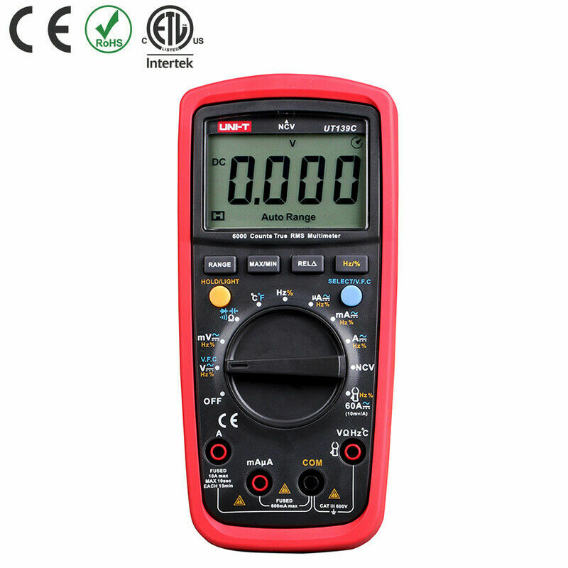 UT139C True RMS Digital Multimeter Auto Range AC/DC Tester LCD Display