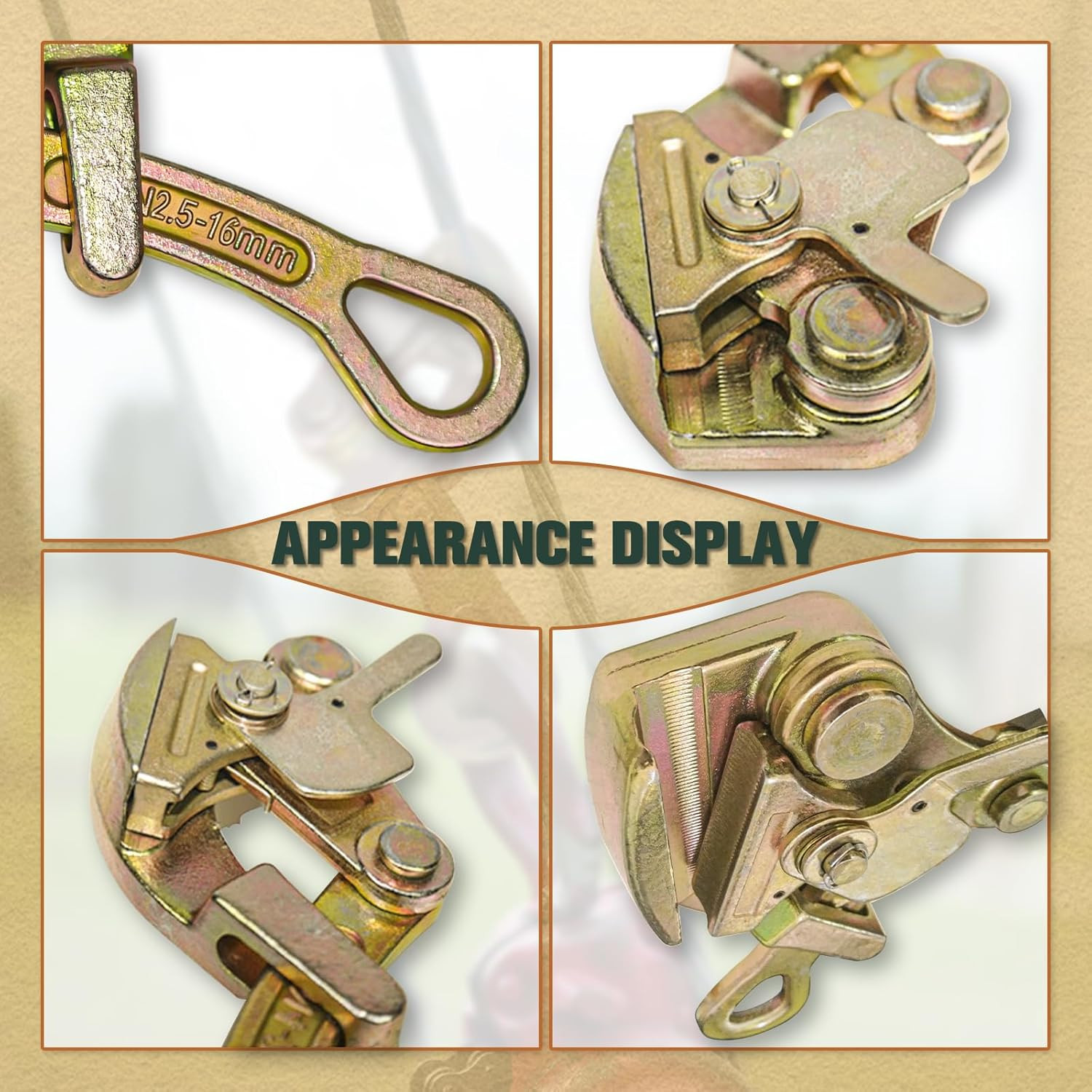 2Pcs Cable Grip Steel Wire Puller 1 Ton, Cable Puller Tool for 2.5-16