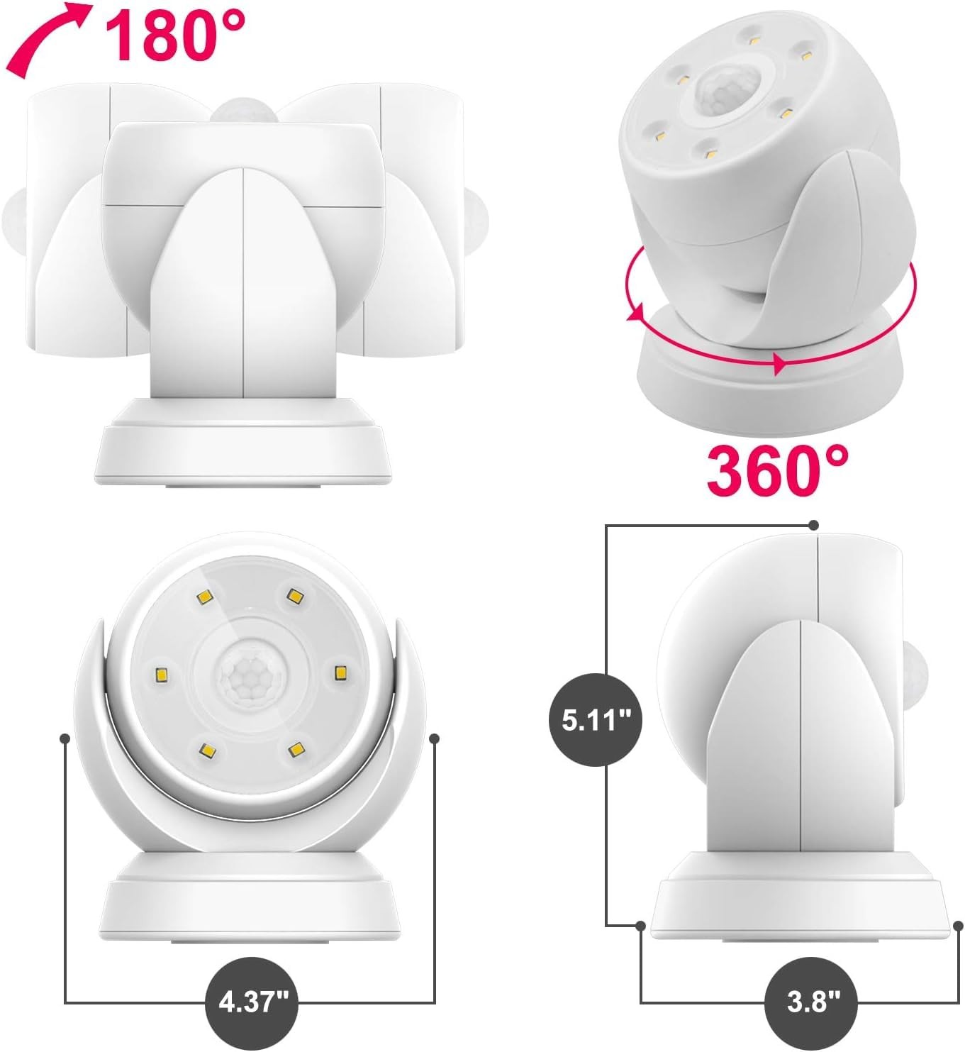 Battery Operated Motion Sensor Spotlight, Wireless LED Flood Light Indoor Out...