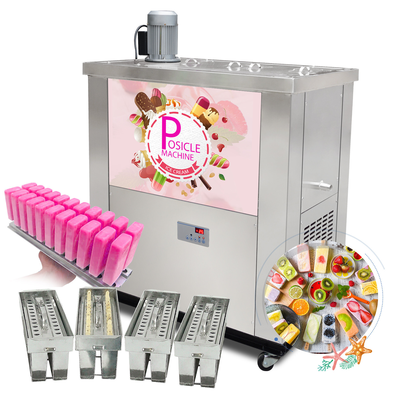 Kolice Commercial 4 Slim mold ice Popsicle Machine, ice Lolly Maker