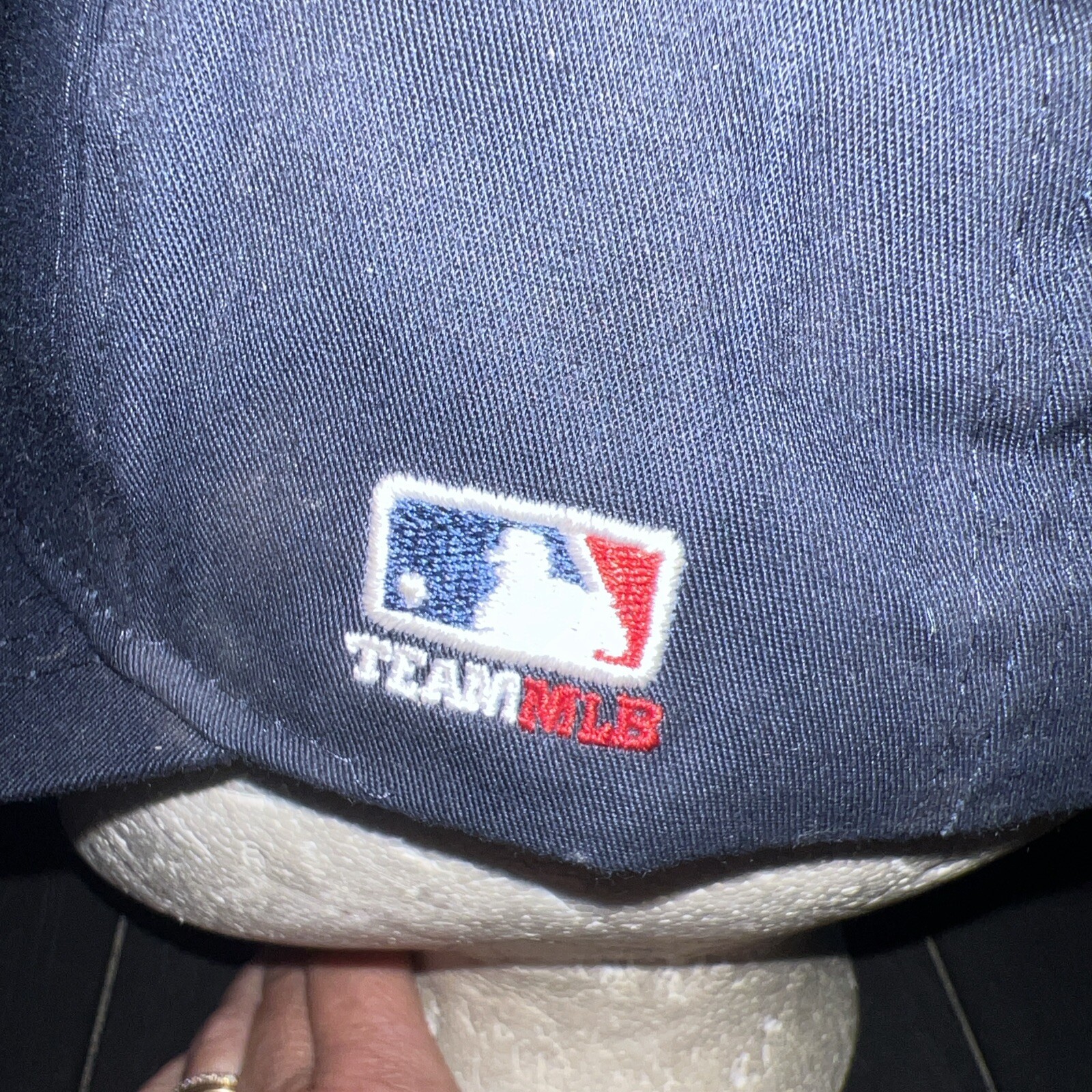 Boston Red Sox Red/White Script B on Navy Blue Youth Hat Cap Hook Loop MLB EUC