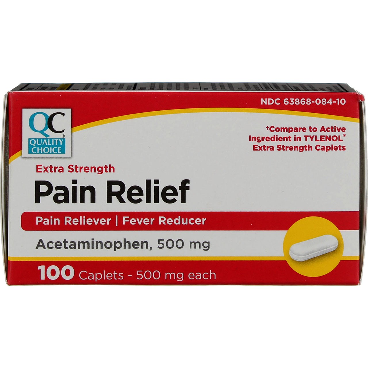 2 Pack Quality Choice Extra Strength Acetaminophen Caplets, 500 mg, 100 Ct