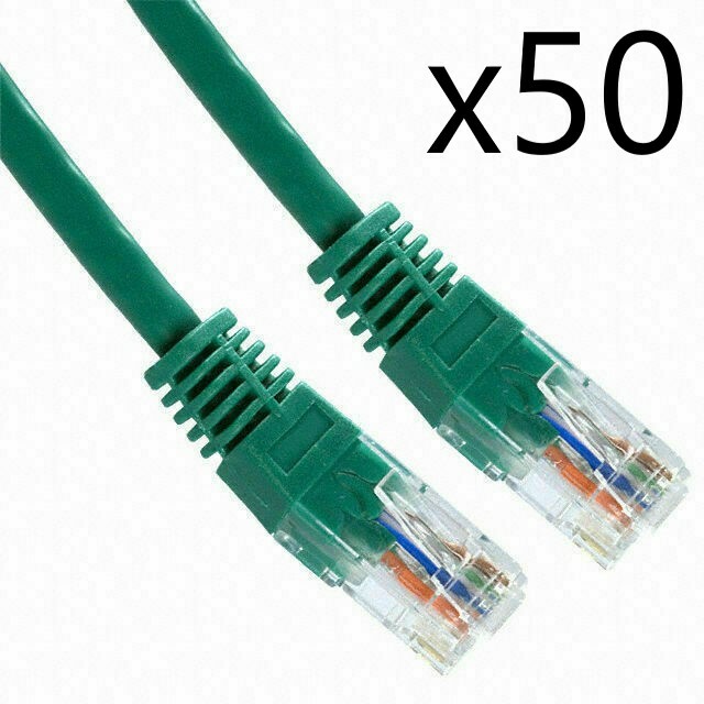 50 Pack Lot - 2ft CAT6 Ethernet Network LAN Router Patch Cable Cord Wire Green