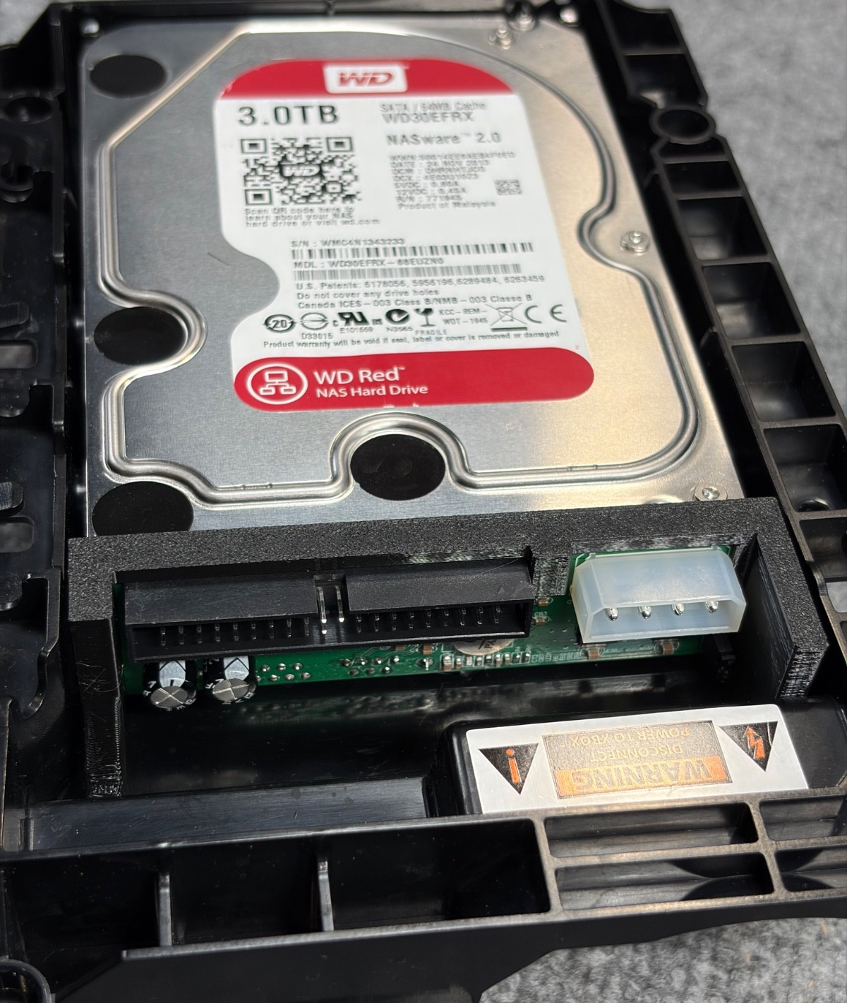 Original Xbox IDE-To-SATA Adapter & 3D printed Bracket For 3.5'' SATA HDD Drive
