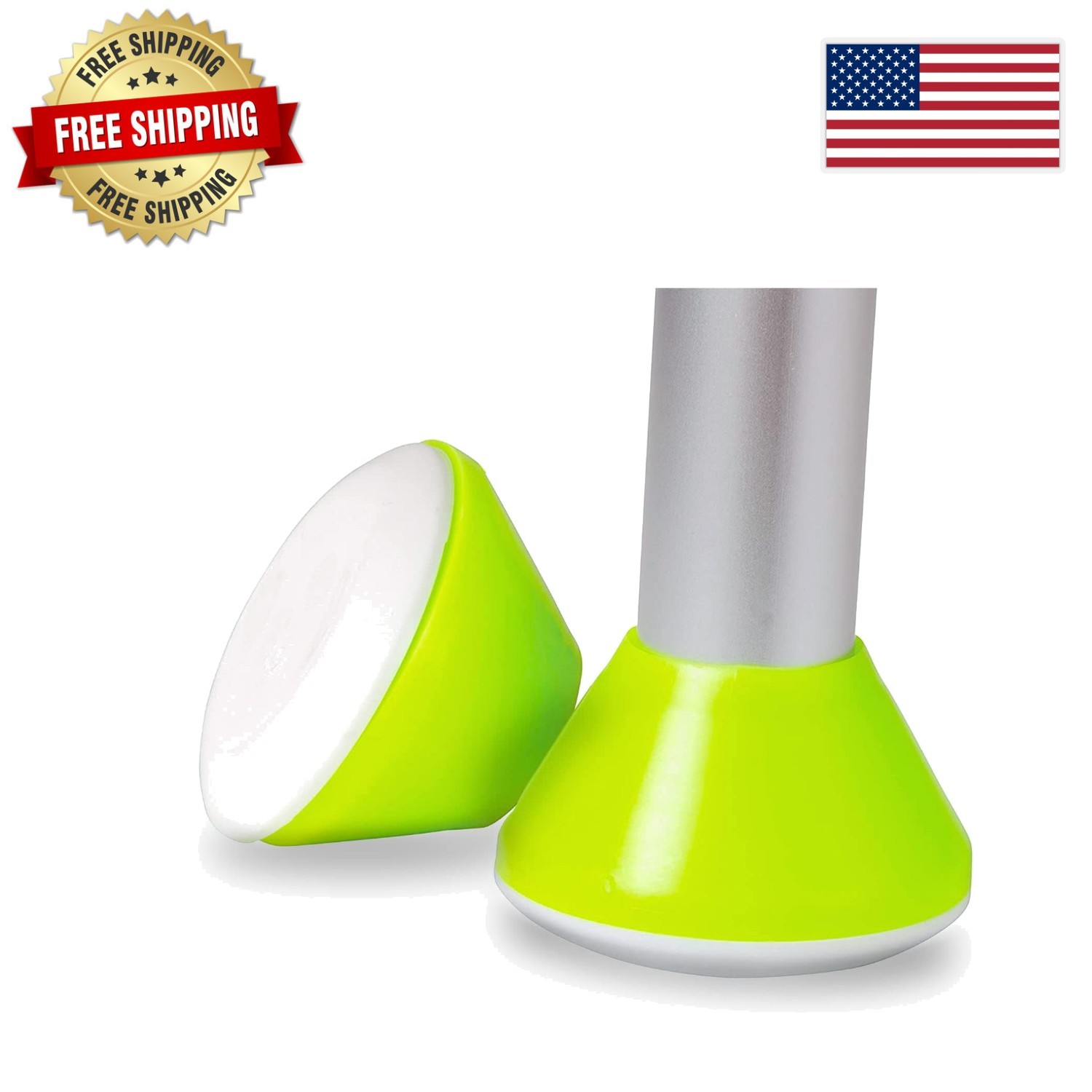Easy-Install 4-Pack Walker Ski Glides in Neon Yellow for Safety & Stability