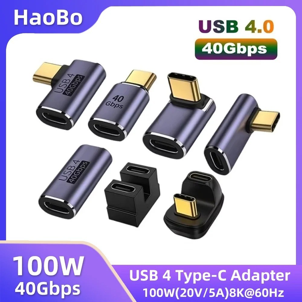 USB4.0 40Gbps OTG type C 90 degree Adapter 100W 5A USB C to Type C Fast Charging