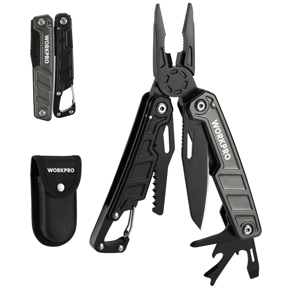 WORKPRO Multitool-11 in 1 Multitool Pliers Folding EDC Multi Knife w/Pocket Clip