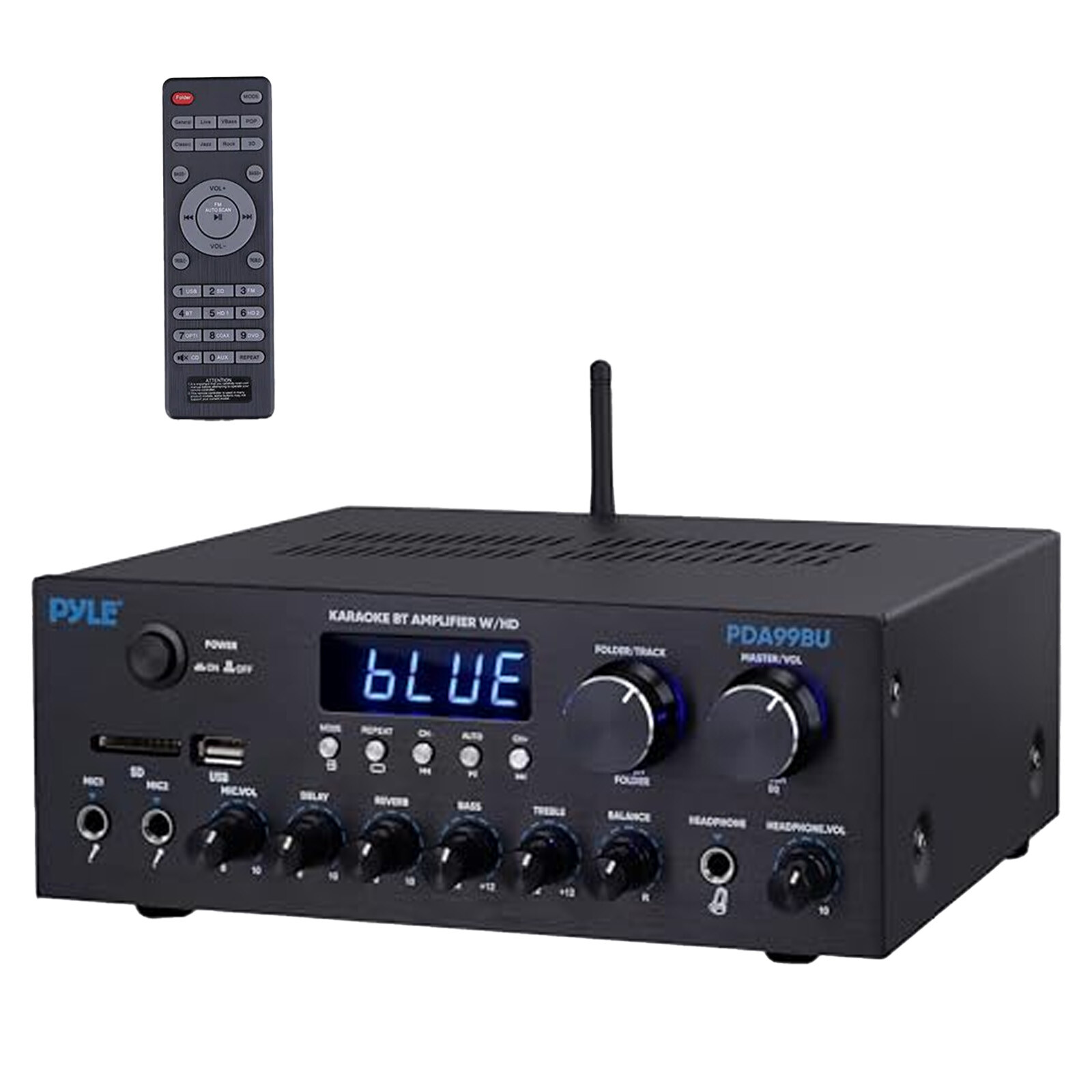 Pyle PDA99BU 2-Channel Home Audio Bluetooth Receiver, 2x 4" 200W Speakers, Wire