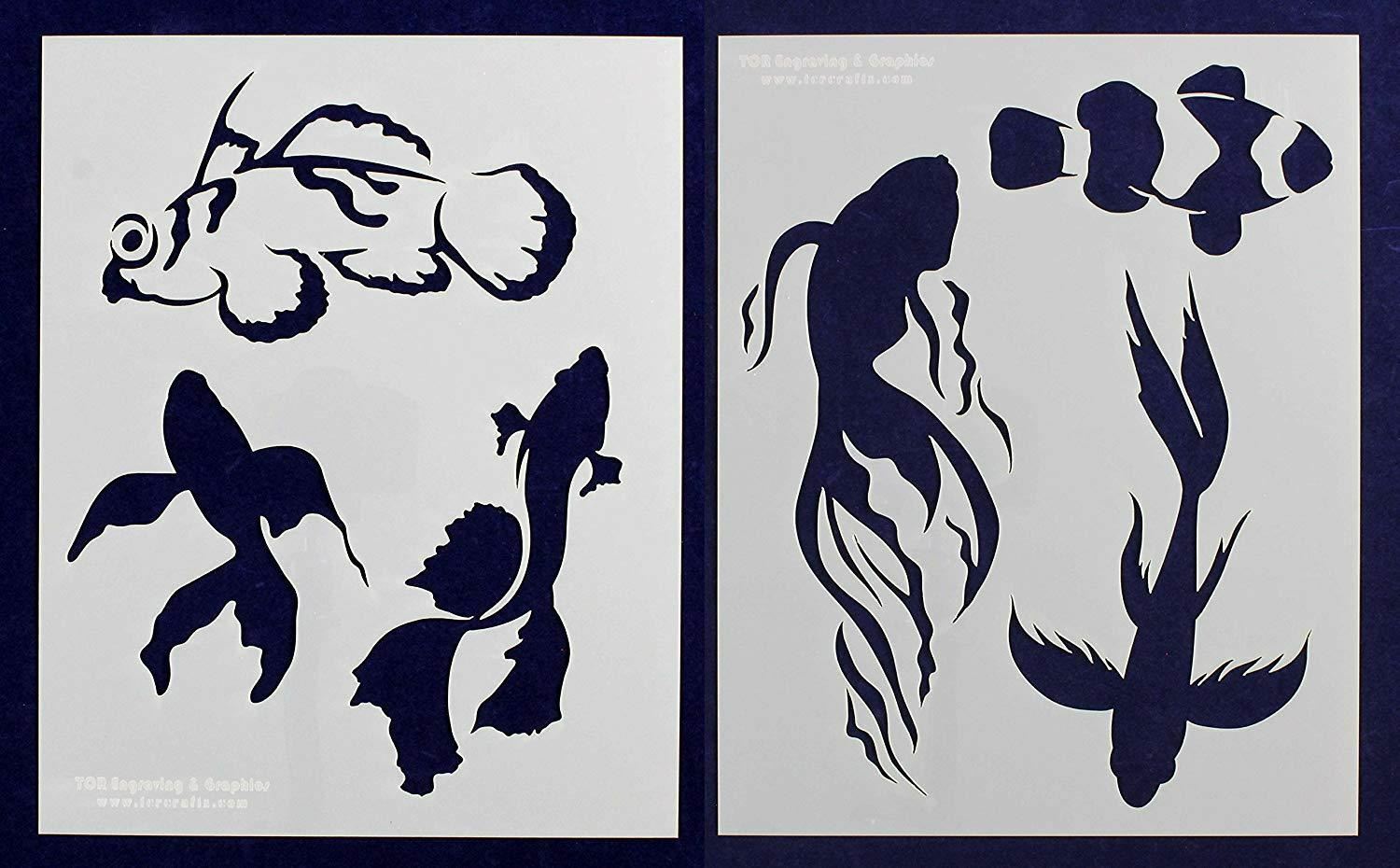 Tropical Fish Stencils- Mylar 2 Pieces of 14 Mil 8" X 10" Painting /Crafts/ Temp