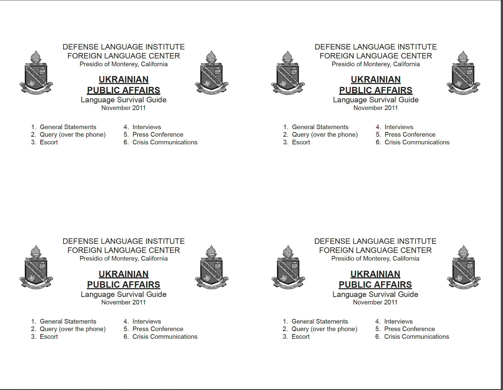 Defense Language Institute DLI UKRAINIAN PUB AFF Text + 126 MP3 Audio on Data CD