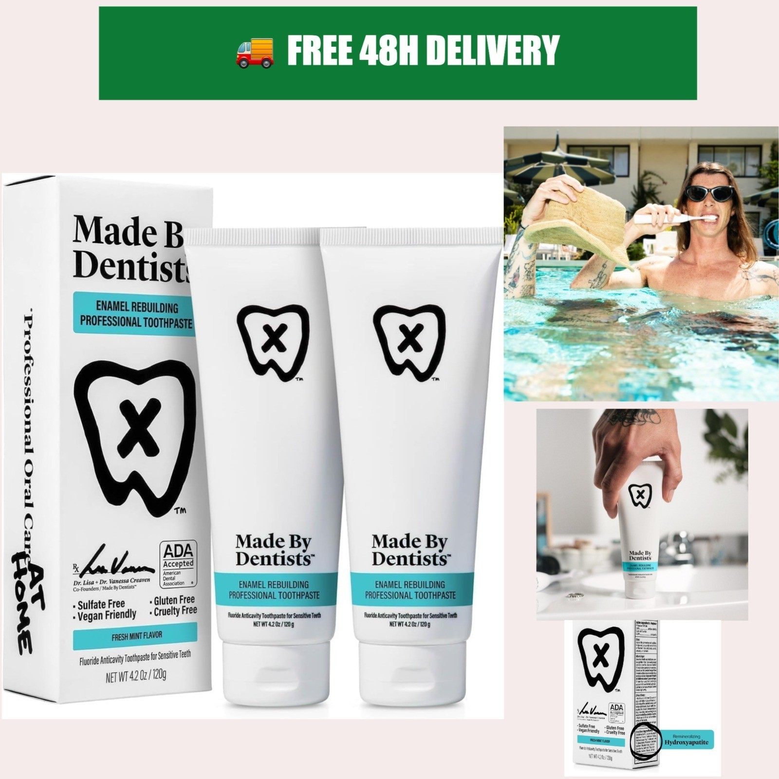 Made by Dentists Professional Enamel Rebuilding Toothpaste - 2 Pack