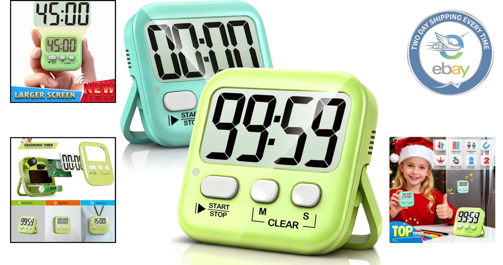 Versatile 2 Pack Magnetic Digital Timers – Perfect for Kitchen, Classroom & Kids