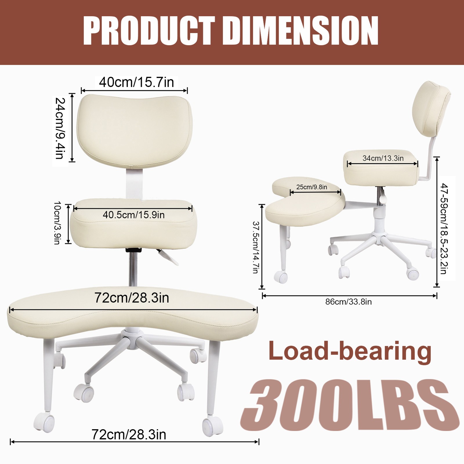 Ergonomic Cross Legged Chair, 360° Swivel Meditation Chair Height Adjustable Sea