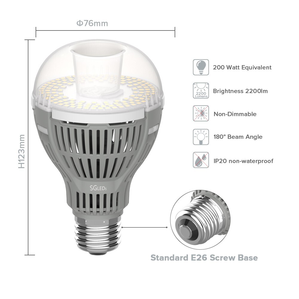 4 Pack 200W Equivalent LED Light Bulb A21 5000K 16W Home Energy Saving Efficient