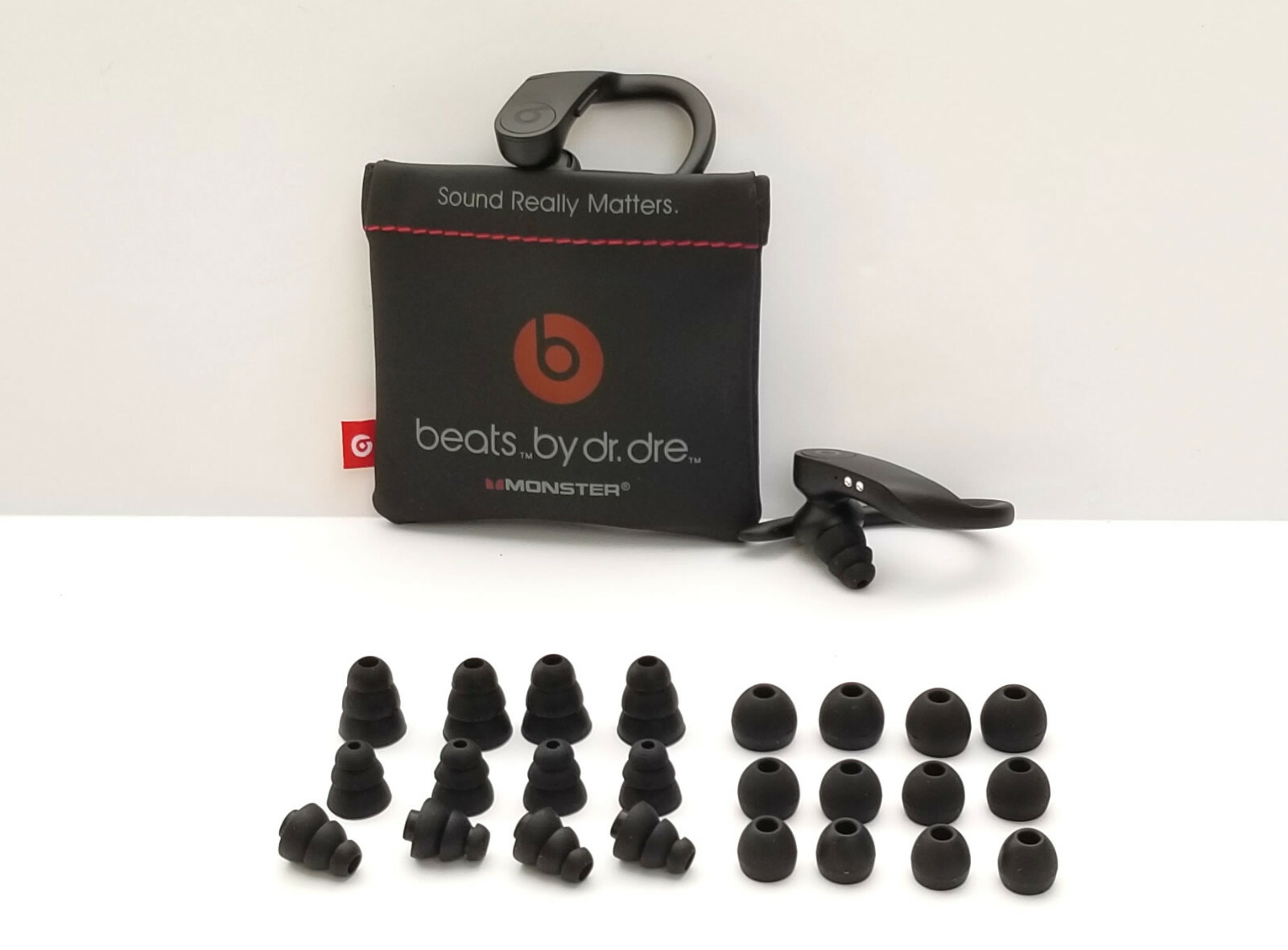 Compatible Pouch/Case + 24 pcs. Ear Gels/Buds for Beats Wireless Powerbeats PRO.