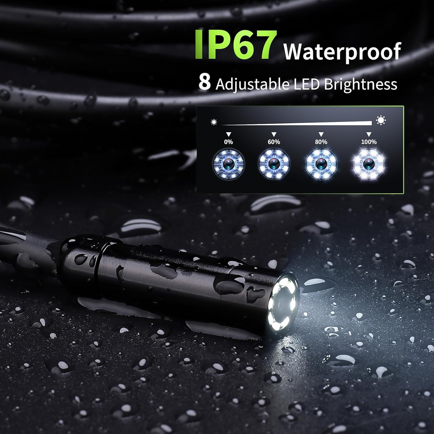 Endoscope Camera with Light, 4.3" Inspection Camera, 1920P HD Borescope with 8 L