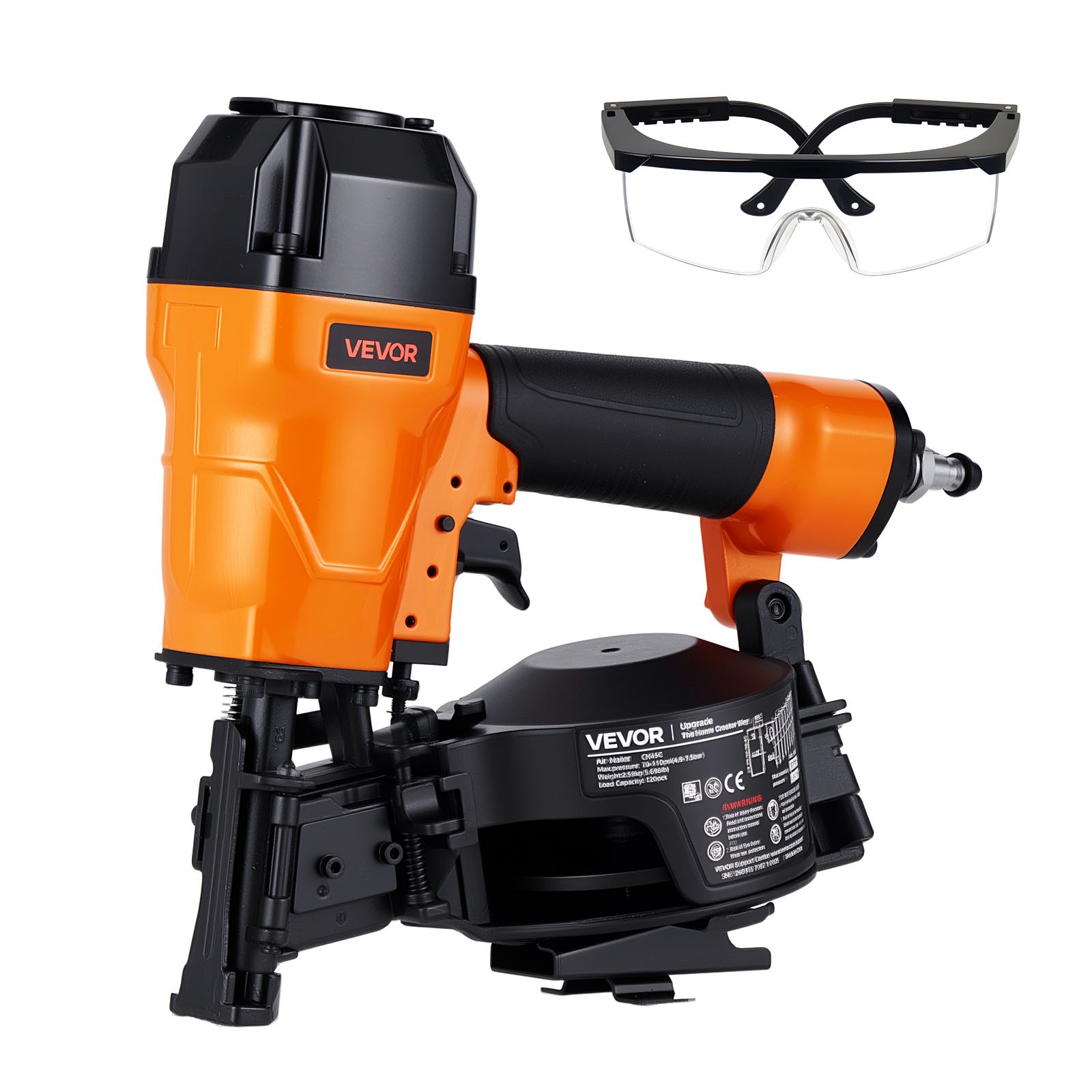 VEVOR Air Roofing Nailer 3/4" to 1-3/4" 15 Degree  Roofing Nail Gun 70-110 PSI